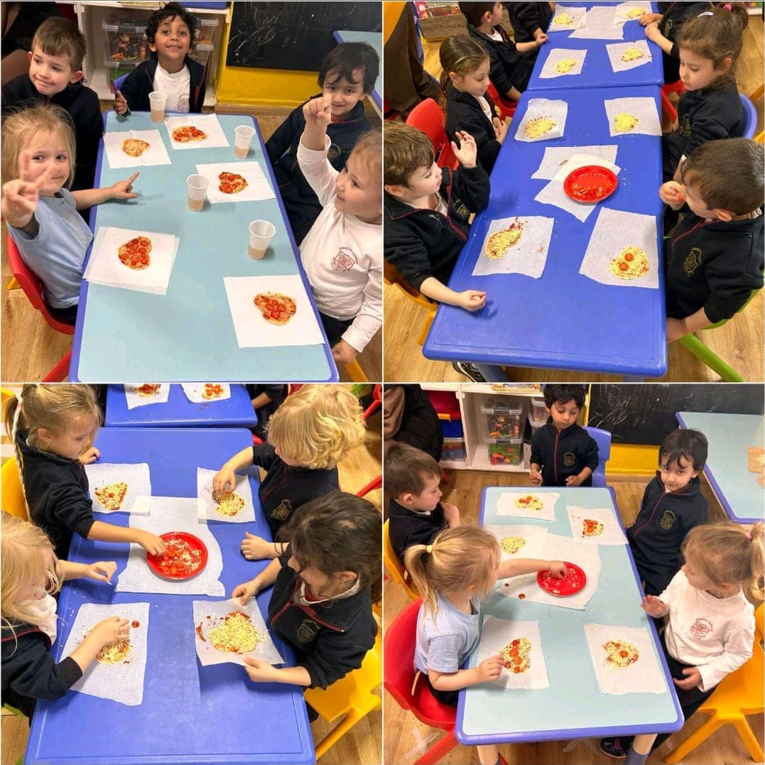 This week our kindergarten children learnt the number 2. Now they can recognize the number 2 symbol and the quantity of number 2. They also made their own heart shaped pizza with the toppings of their choice